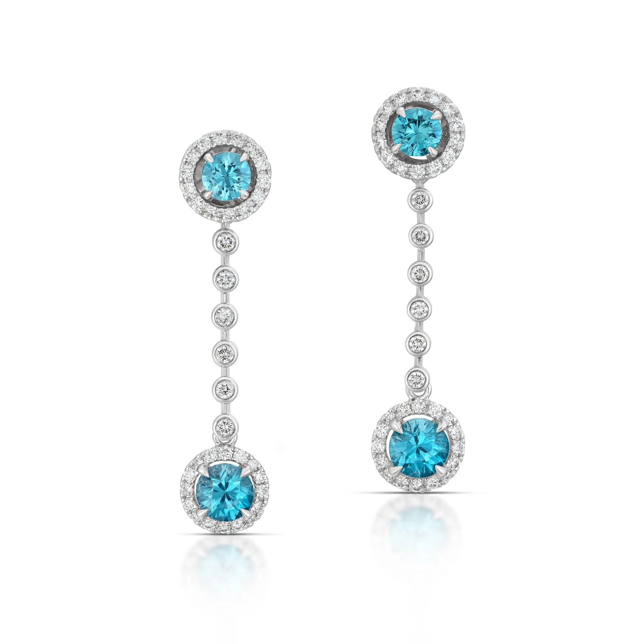 3.33 Carat Blue Zircon and Diamond Convertible Earrings