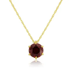 9ct Yellow Gold Garnet Pendant Necklace