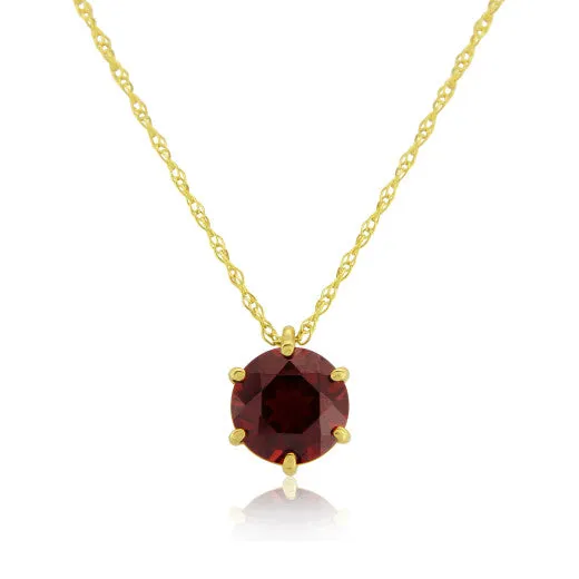 9ct Yellow Gold Garnet Pendant Necklace