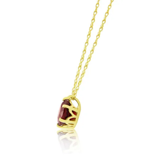 9ct Yellow Gold Garnet Pendant Necklace