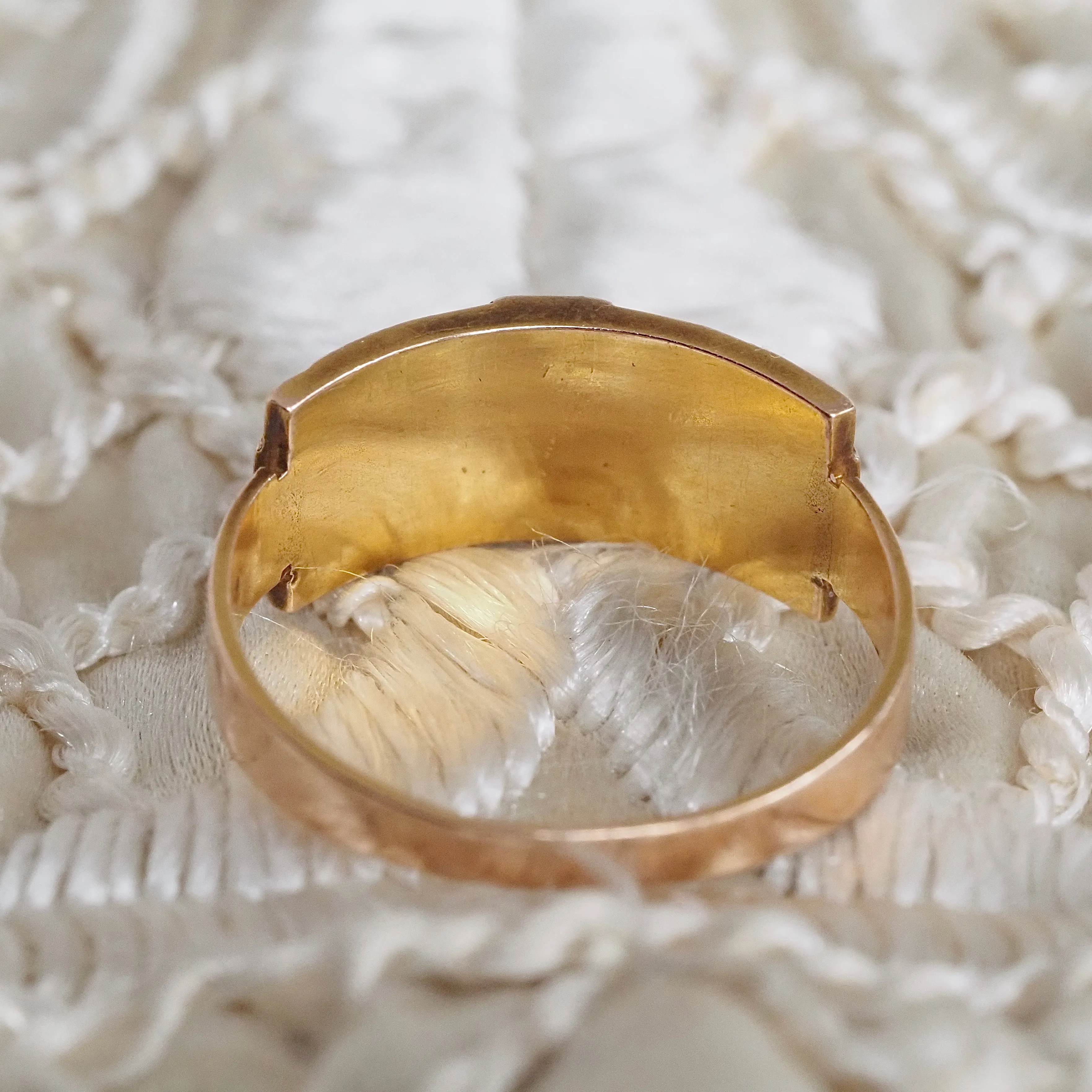 Antique Victorian 15k Gold Coral Diamond and Seed Pearl Ring