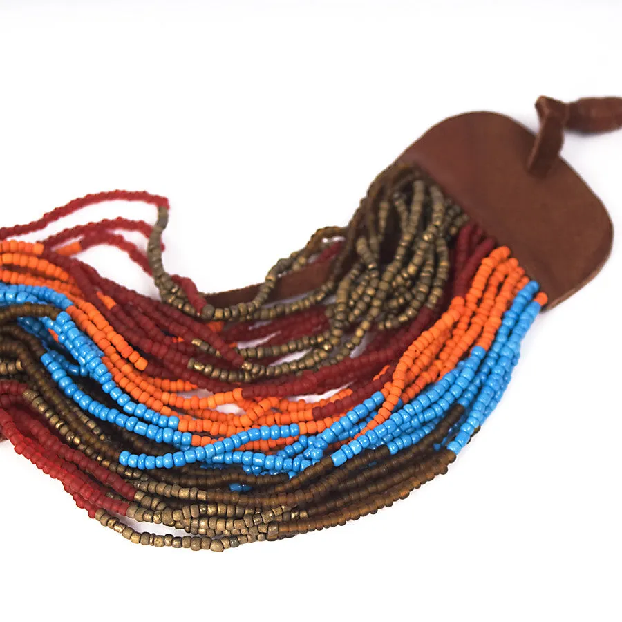Beaded Bracelet with Leather