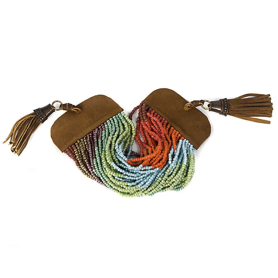 Beaded Bracelet with Leather