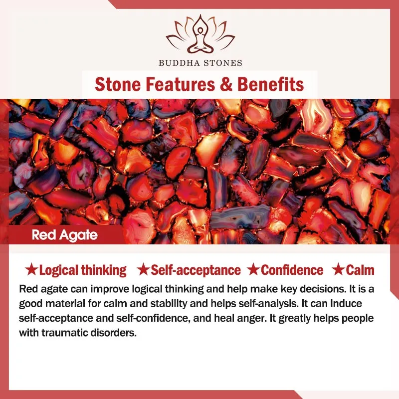 Buddha Stones 108 Beads Natural Red Agate Mala Protection Bracelet