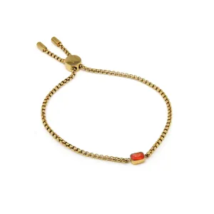 Children's January Garnet Birthstone Bracelet - Yellow Gold