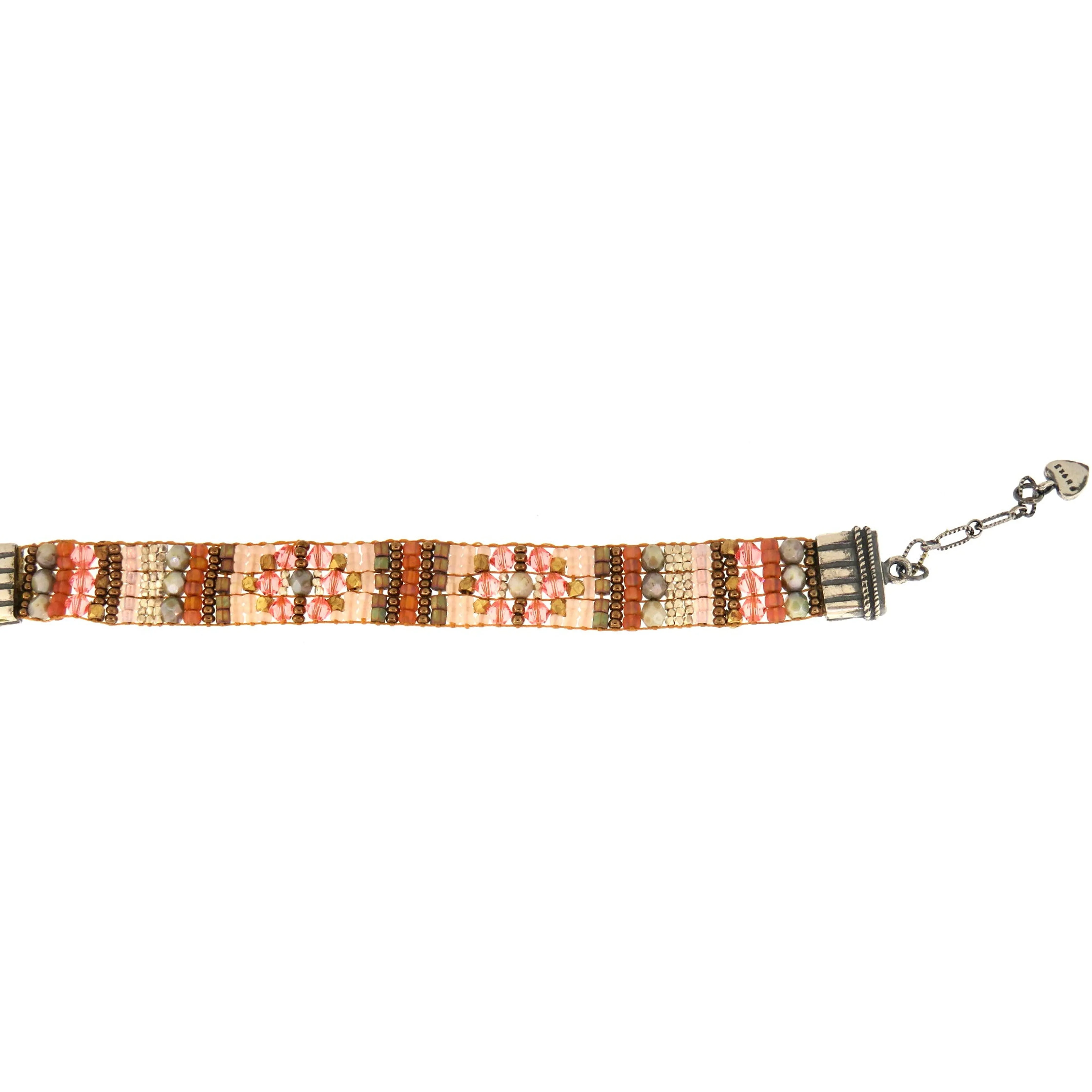 Chili Rose Double Wrap Tiffany Bracelet or Choker with Freshwater Pearl and Turquoise