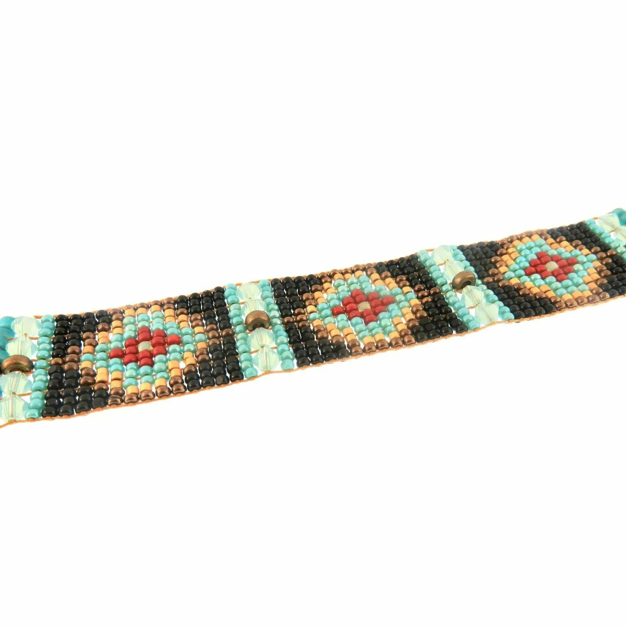Chili Rose Three Diamond Turquoise -Jet -Sunflower-Turquoise Tip