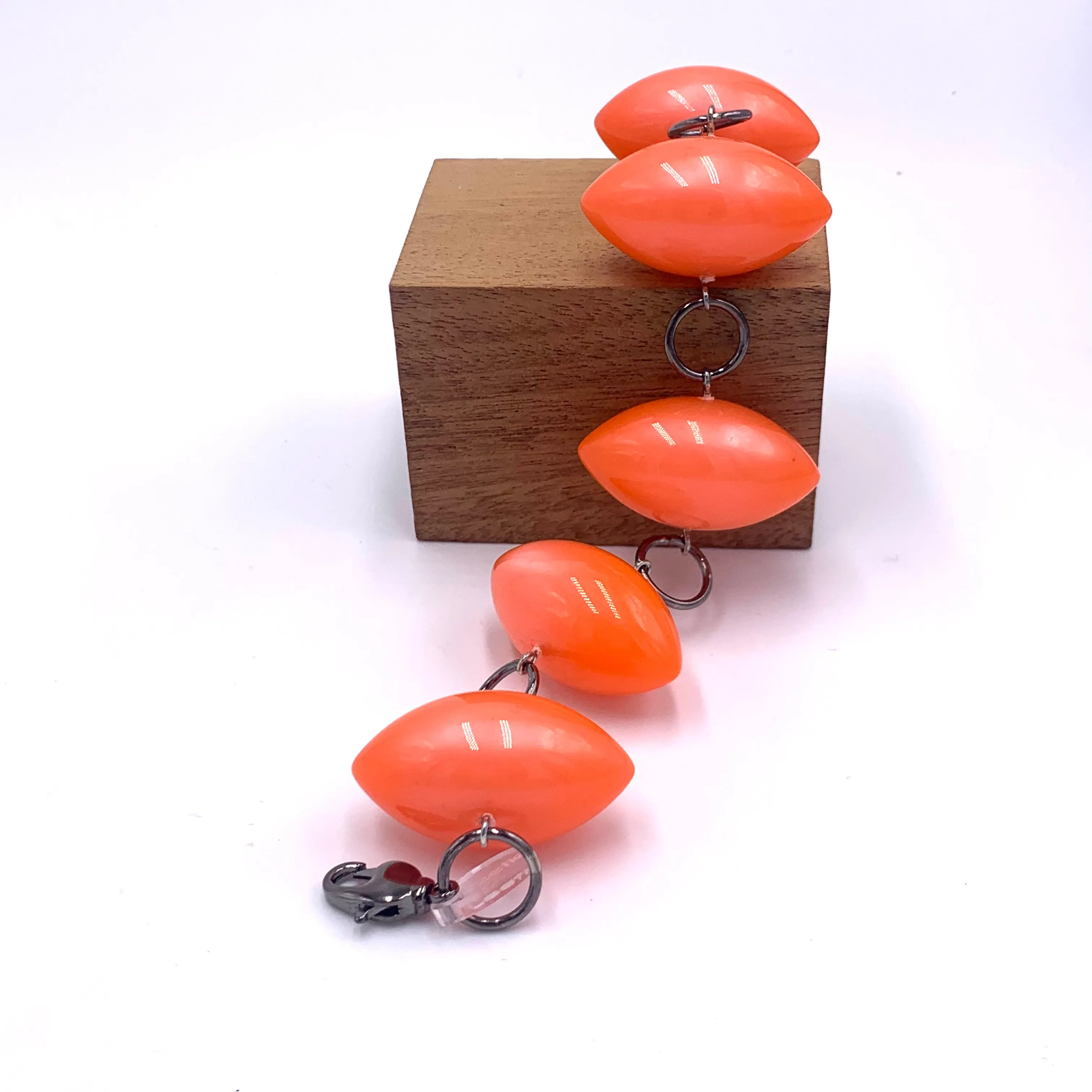 Coral Moonglow Pod Stations Bracelet