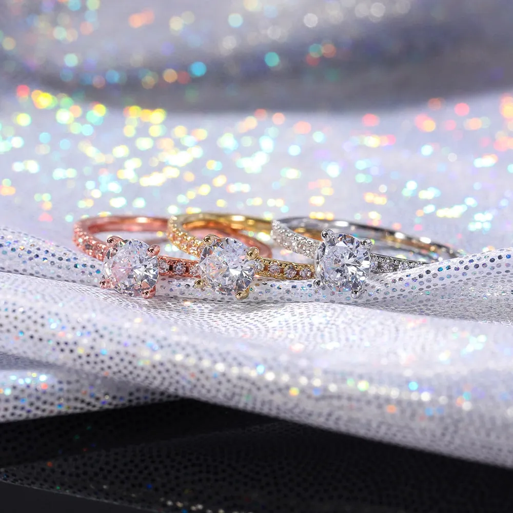 Engagement Jewelry Classic Round Cut Cubic Zircon Engagement Ring for Women