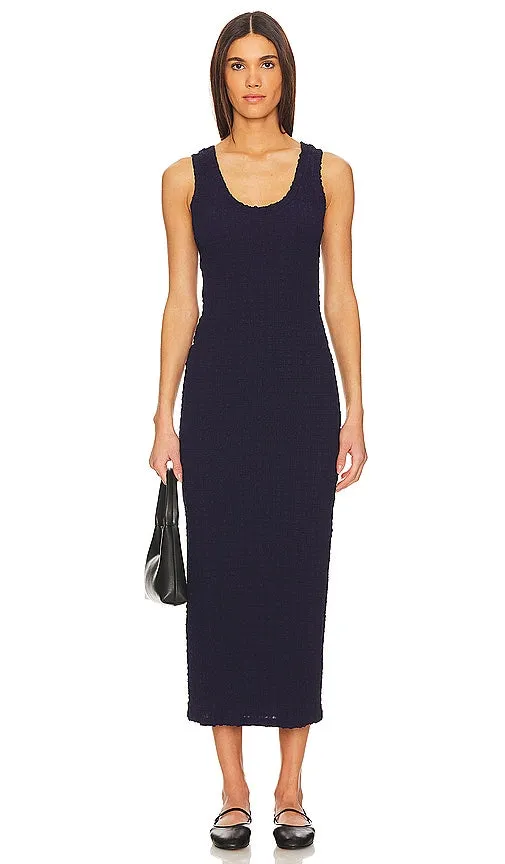 Enza Costa Puckered Tank Dress in Navy