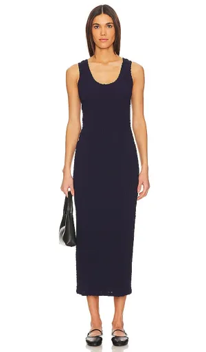 Enza Costa Puckered Tank Dress in Navy