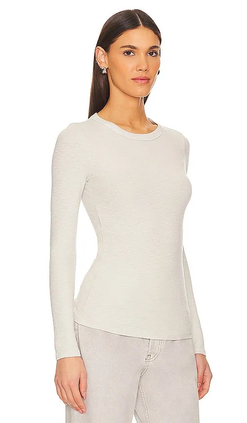 Enza Costa Textured Rib Crew in Grey