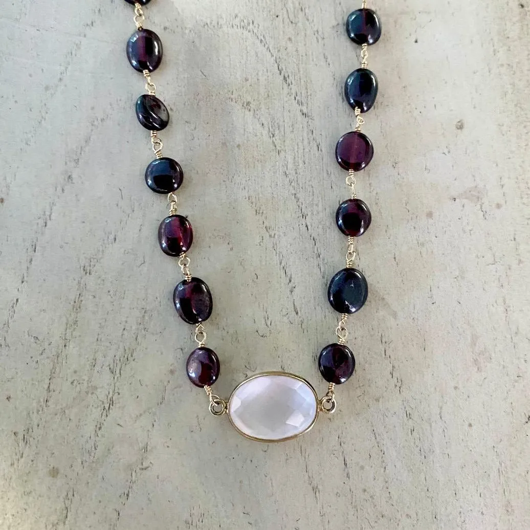 Garnet Necklace with Rose Quartz