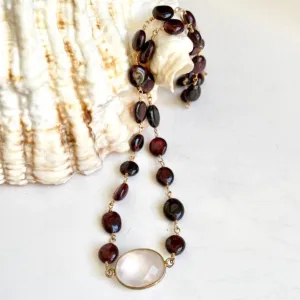 Garnet Necklace with Rose Quartz