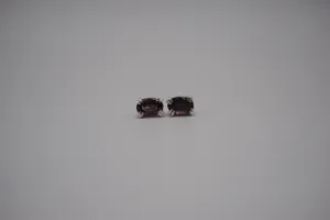Garnet Post Earrings: Oval Cut, Malaia, Silver, Double Prong Setting