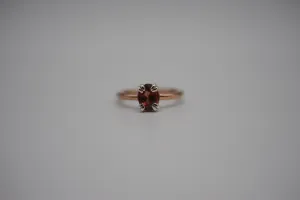 Garnet Ring: Oval Cut, Rose Gold Fill, Double Prong Silver Setting