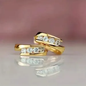 Glamorous 18K Gold-Plated Hoop Earrings with Dazzling Zircon Embellishments