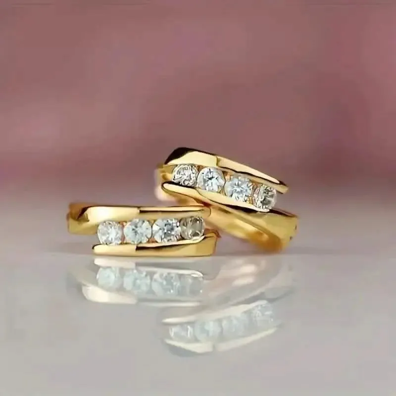 Glamorous 18K Gold-Plated Hoop Earrings with Dazzling Zircon Embellishments