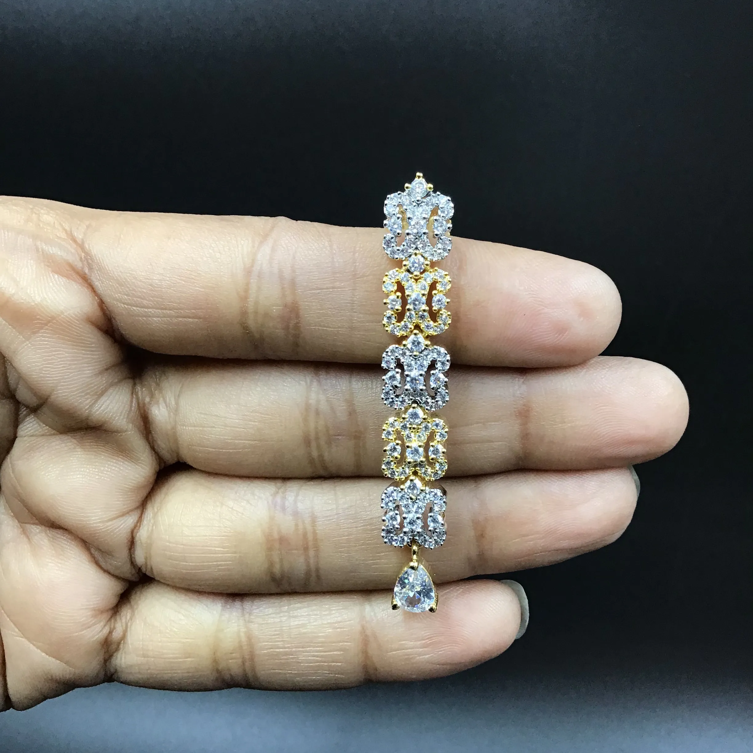 Gold Polish Light Zircon/AD Necklace Set 7608-1185