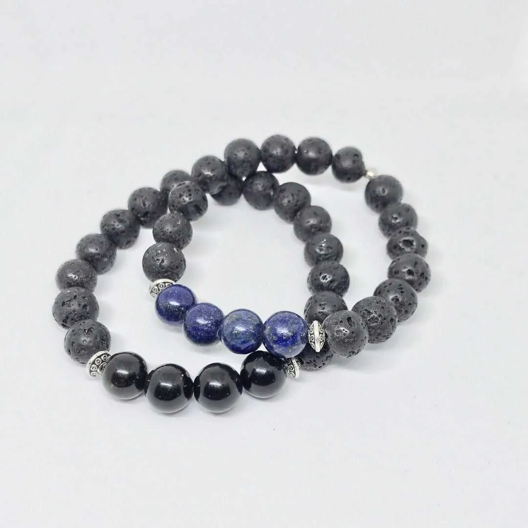 Gravity Men Gemstone Bracelet - Black