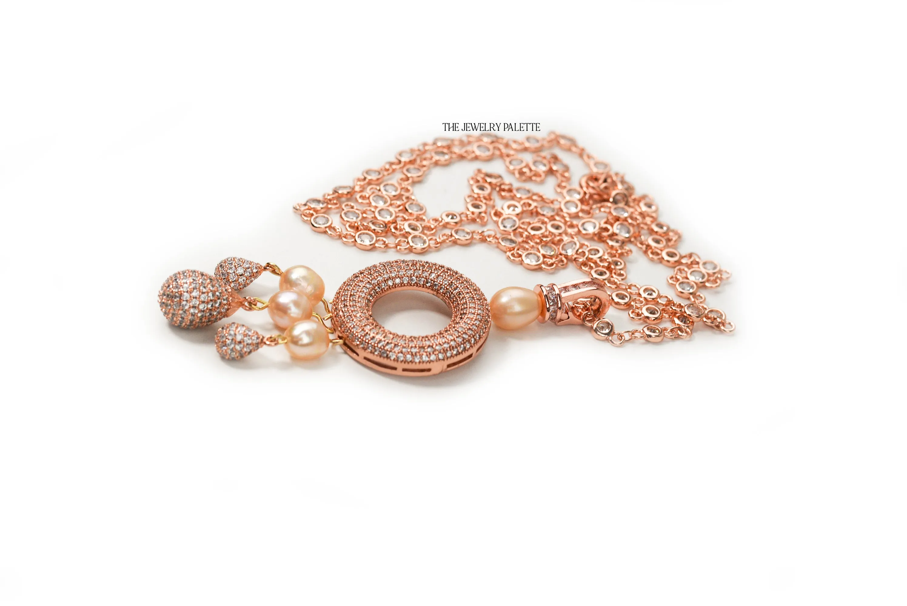 Juliette rose gold chain necklace with pink pearls