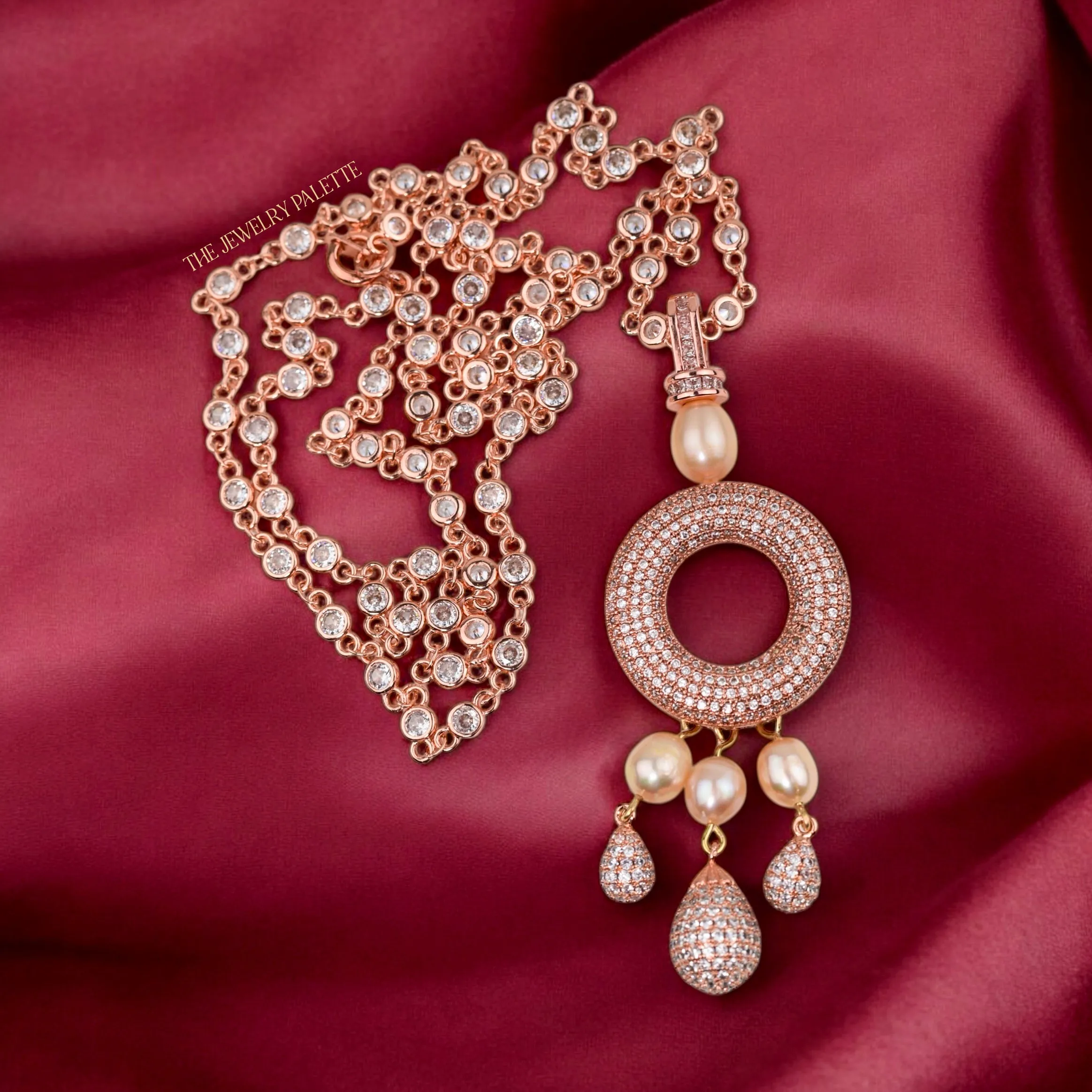 Juliette rose gold chain necklace with pink pearls