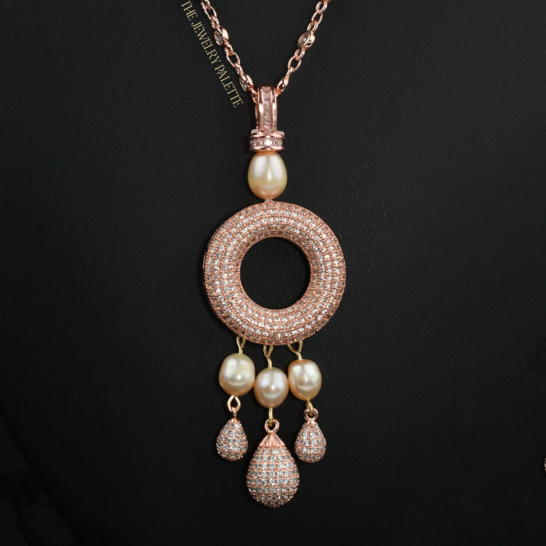 Juliette rose gold chain necklace with pink pearls