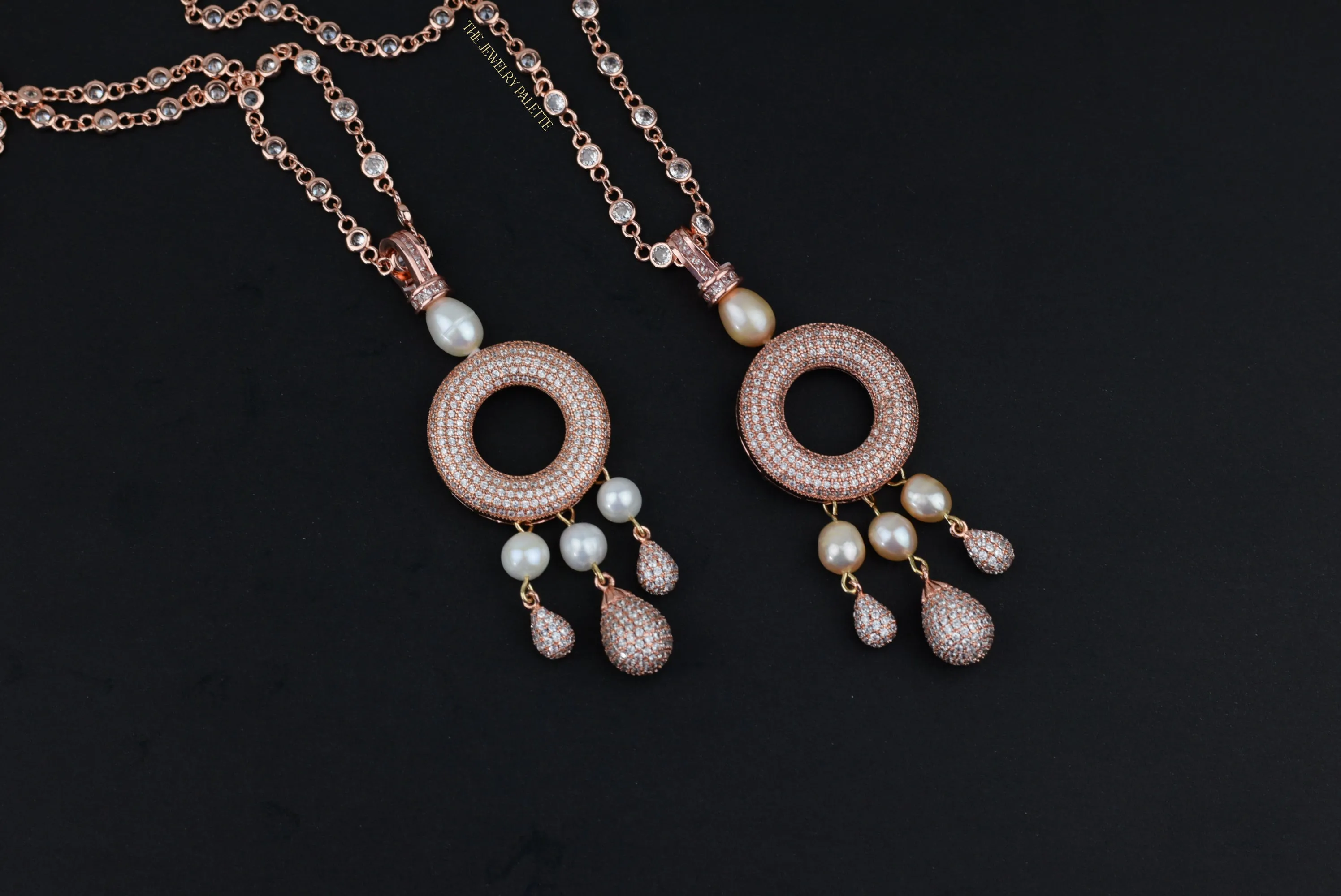 Juliette rose gold chain necklace with pink pearls