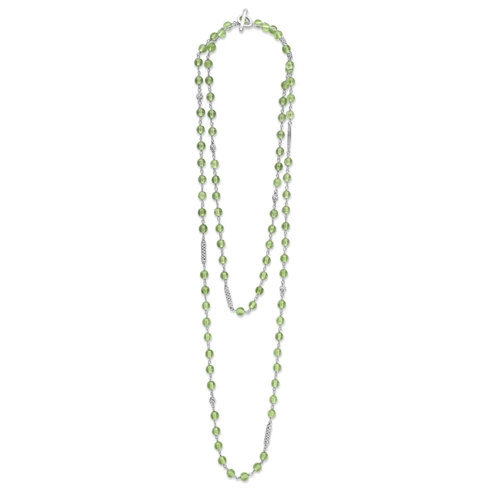 Long Peridot Beaded Necklace