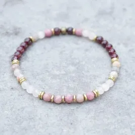 Love & Self Love - Red Garnet and Rose Quartz Wrist Energy Mala Bracelet
