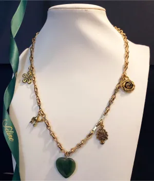 Maria Jade Heart Charm Necklace
