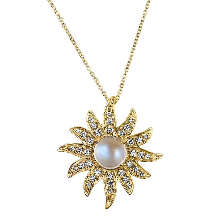 Mark Henry 18k Yellow Gold Diamond and Moonstone Necklace