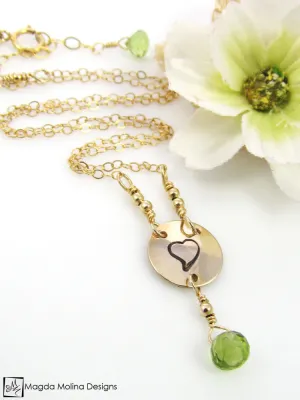 Mini Goddess (children) Heart And Peridot Necklace