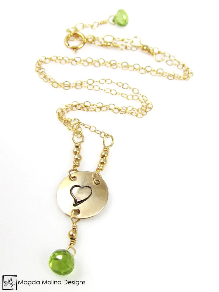 Mini Goddess (children) Heart And Peridot Necklace
