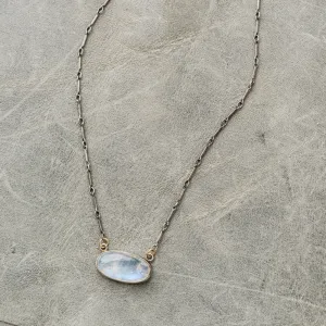 Moonstone East-West Oval Necklace on Bar Chain