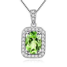 Natural Gemstone Green Peridot Hook Earrings Women Halo Pendant Necklace Pure Silver 925 Fine Jewelry Sets with Box