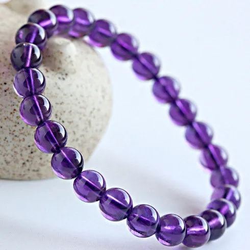Purple Amethyst Bracelet, Gemstone Beads, Elastic Bracelet, Purple Gemstone Bracelet, Purple Crystal Bracelet, Man, Woman, Beaded Jewelry, Gift