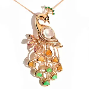"Genuine Burmese Jadeite Phoenix" Baikalla Jewelry Signature Neck-Piece