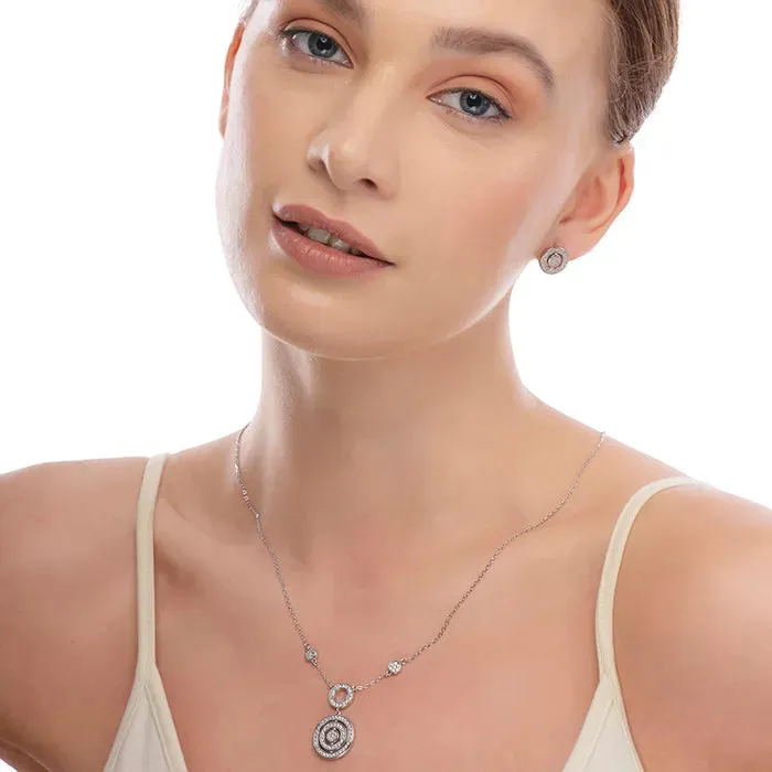 Radiant Circle CZ Statement Necklace Set