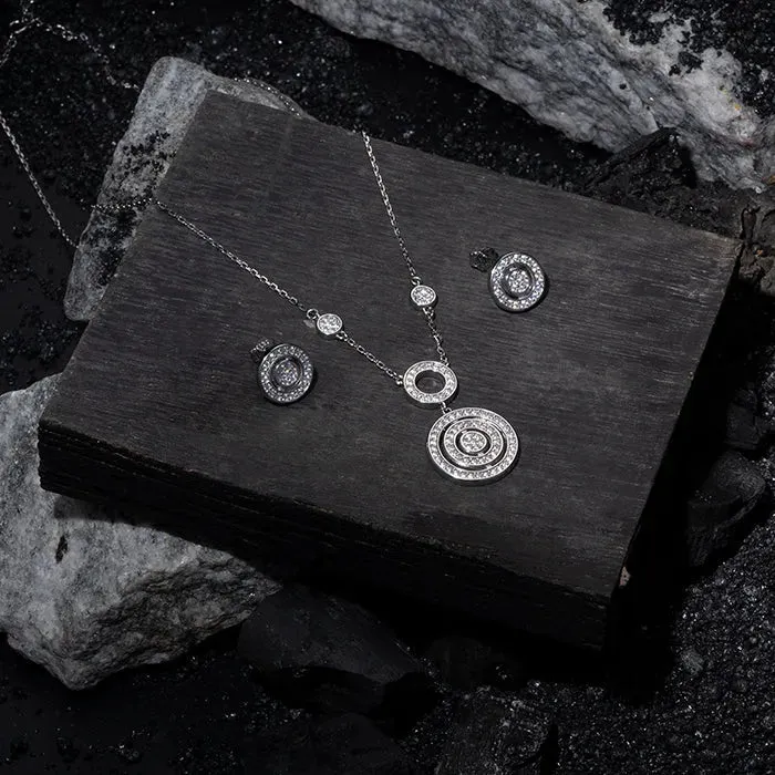 Radiant Circle CZ Statement Necklace Set