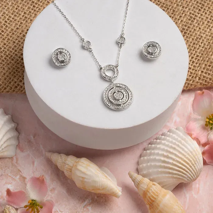 Radiant Circle CZ Statement Necklace Set