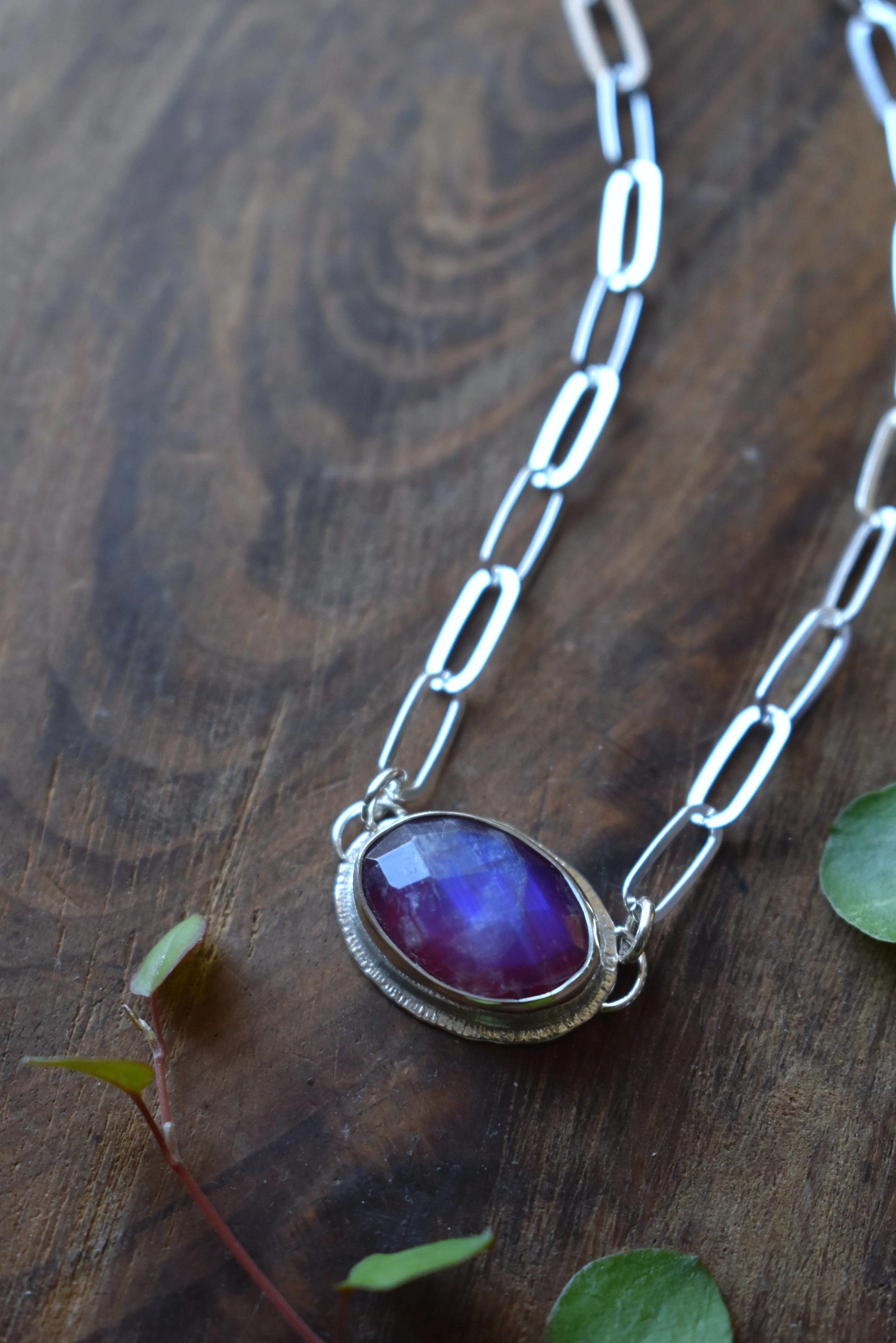 Rainbow Moonstone & Red Jasper Doublet Necklace