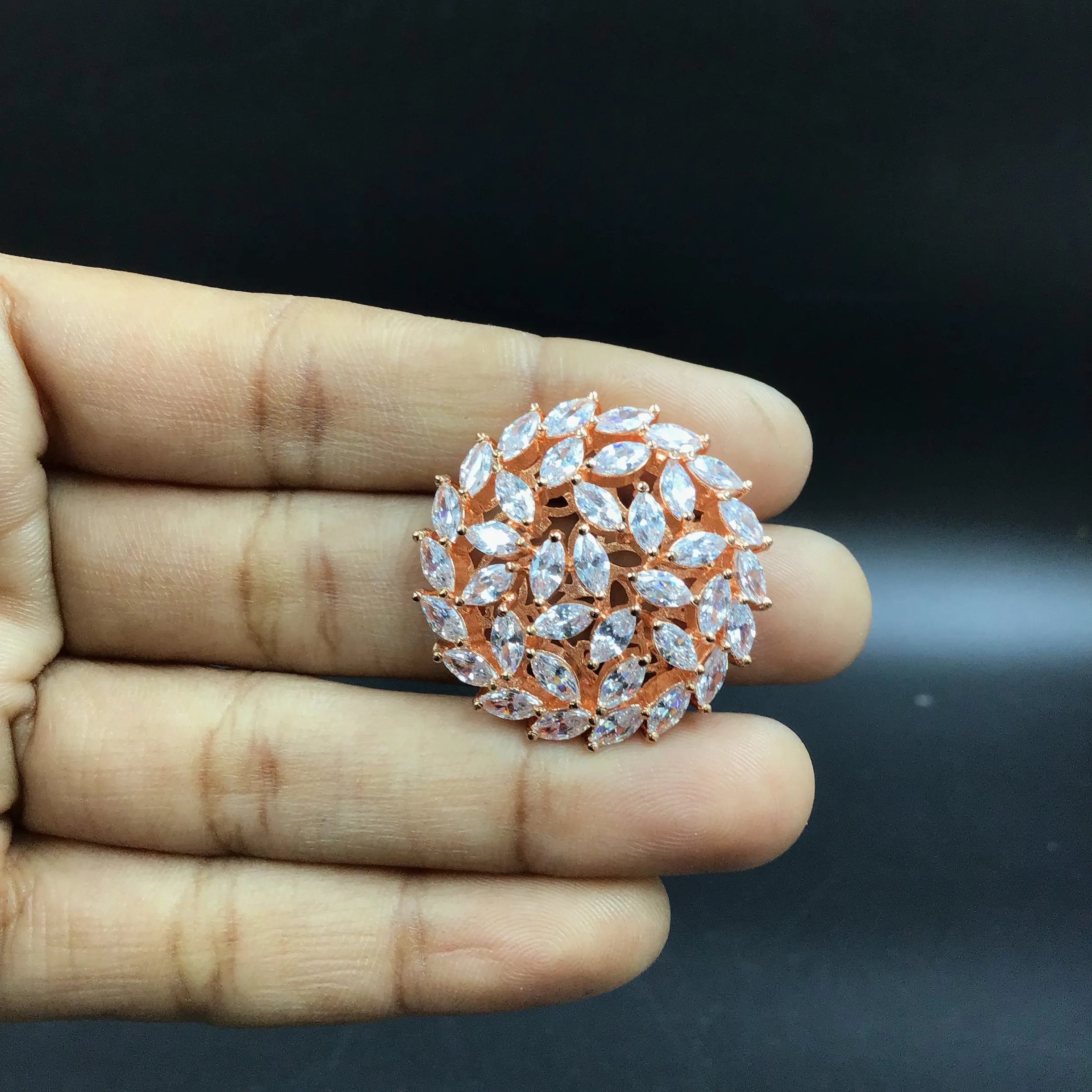 Rose Gold Plated Zircon/AD Pendant Set 13250-0133