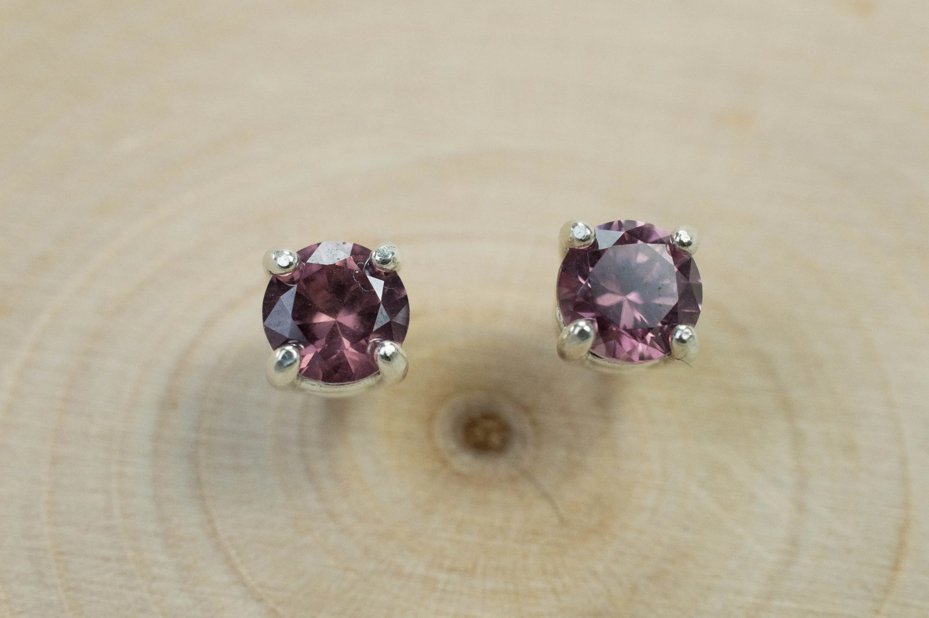 Rose Zircon Earrings; Genuine Untreated Tanzania Pink Zircon; 1.385cts