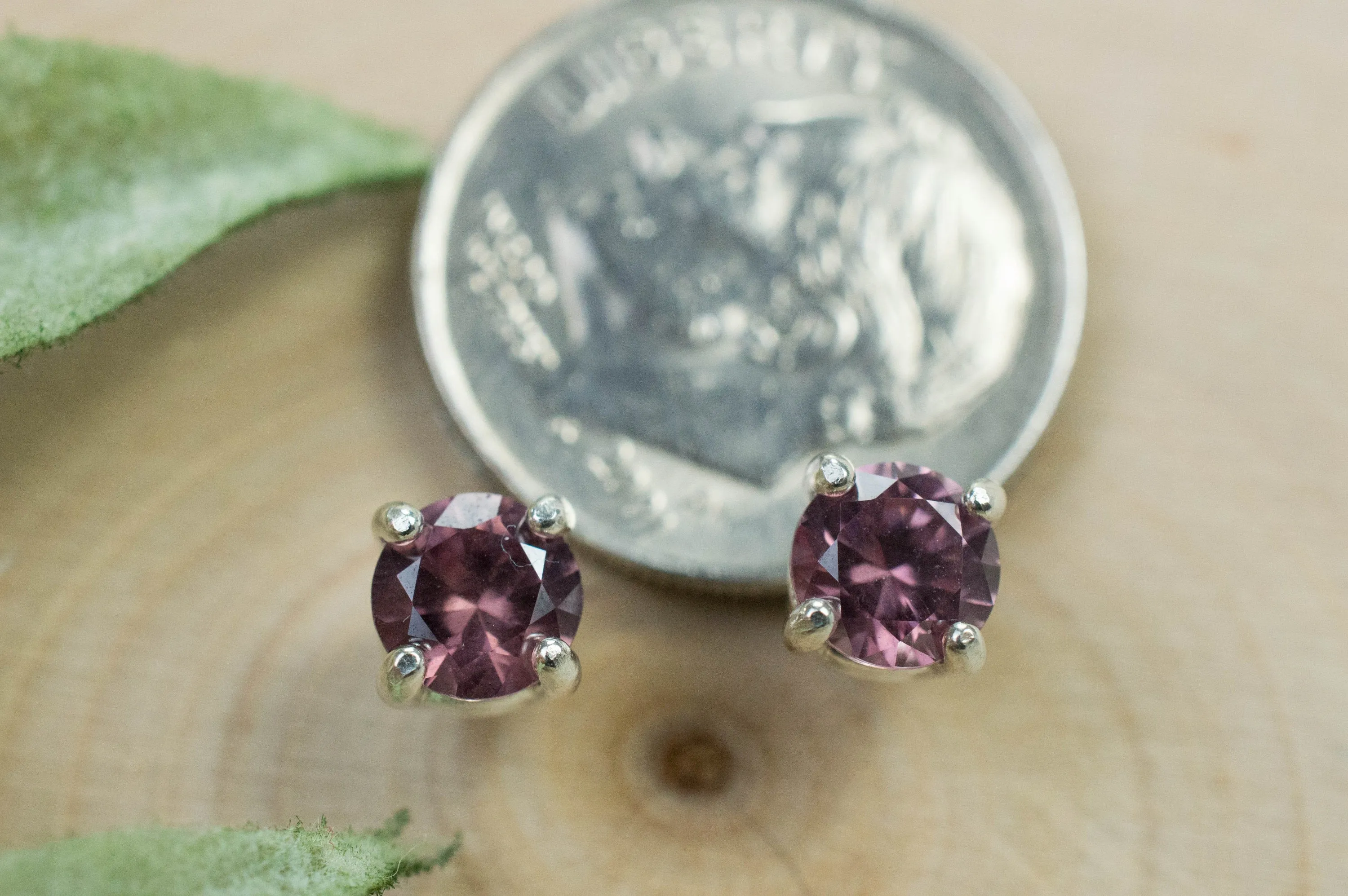 Rose Zircon Earrings; Genuine Untreated Tanzania Pink Zircon; 1.385cts