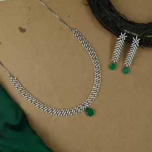 Round Neck Zircon/AD Necklace Set 16568-69