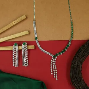 Round Neck Zircon/AD Necklace Set 16578-69