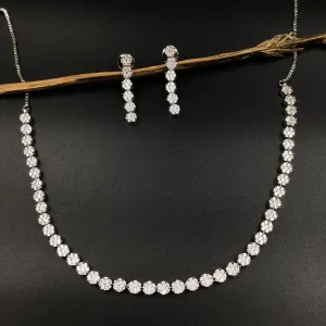 Round Neck Zircon/AD Necklace Set 6023-08