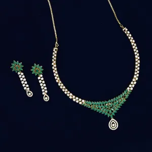 Round Neck Zircon/AD Necklace Set 8272-100