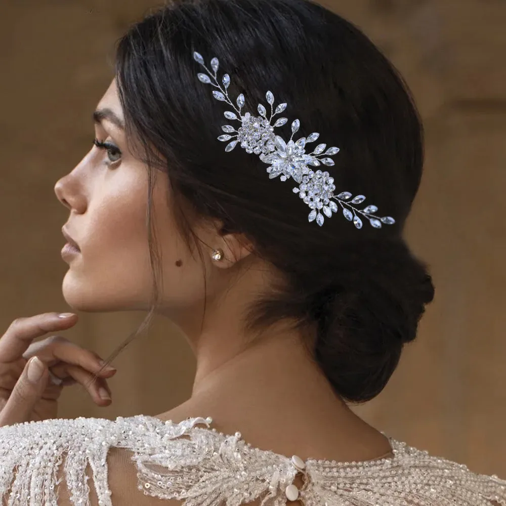 Shiny crystals distinct scattered detail bridal comb